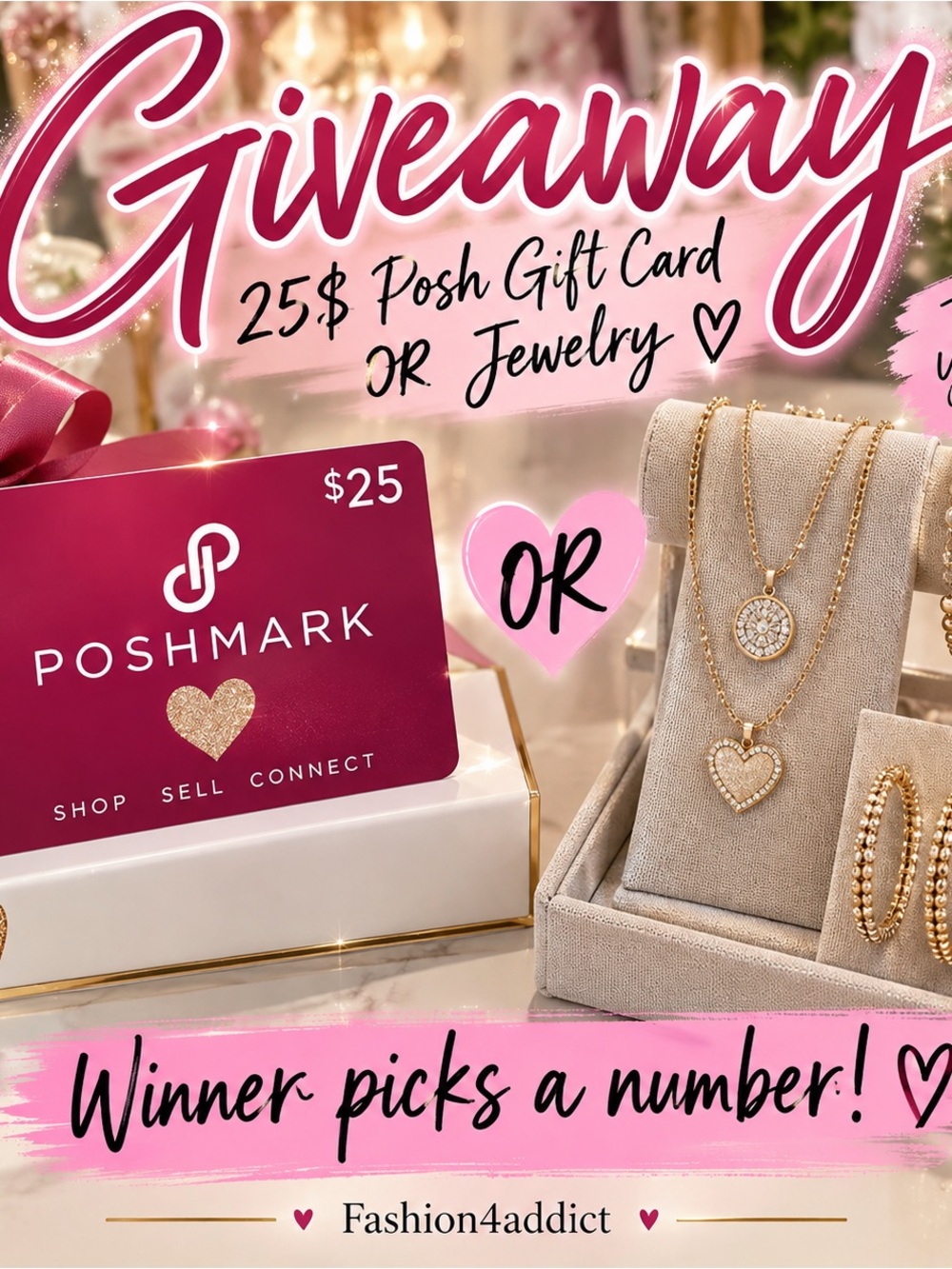 25$ posh gift card giveaway or jewelry ❤️Winner picks a number
